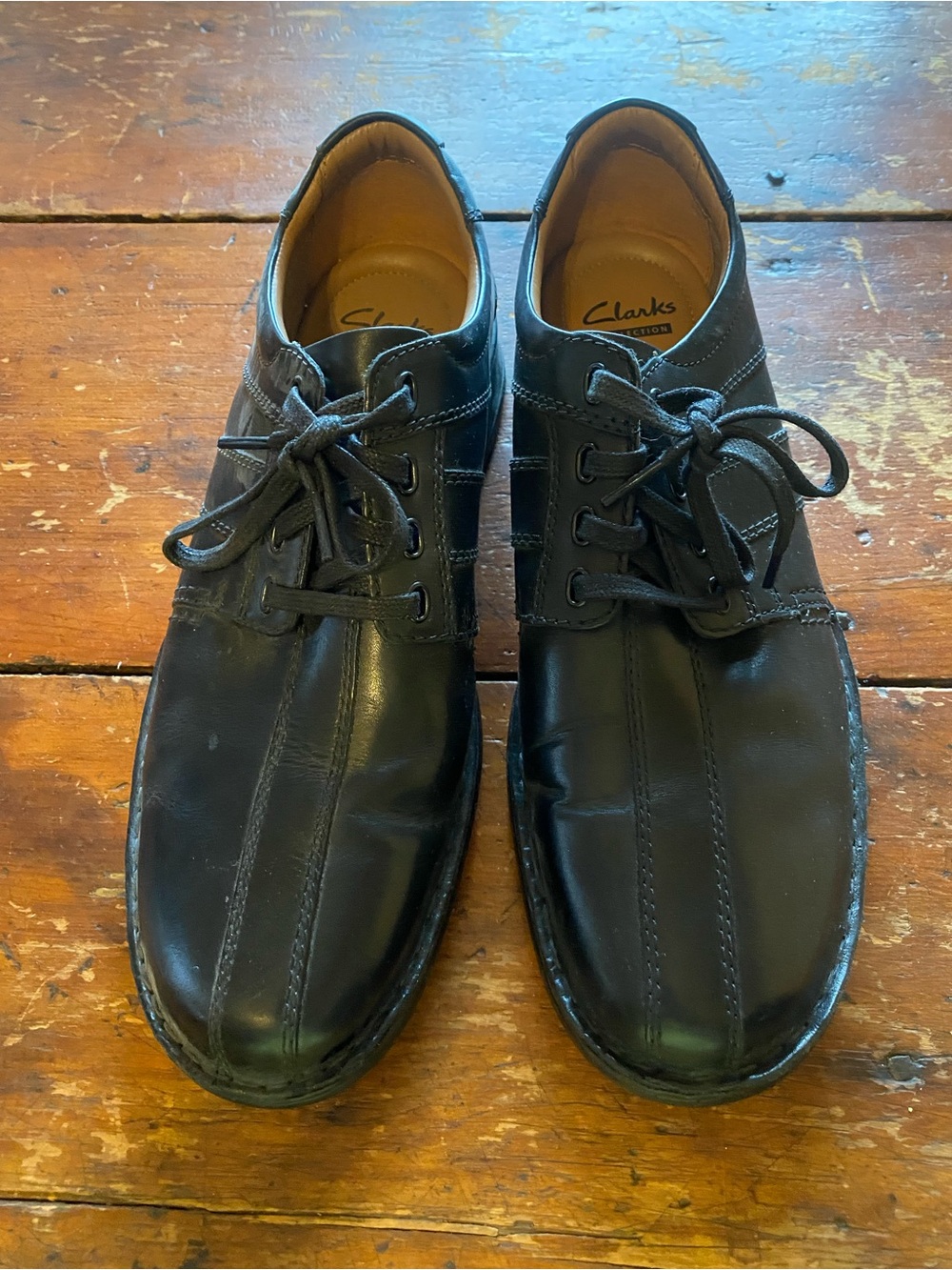 Clarks Black Leather Lace-Up Derby Shoes